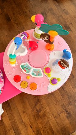 Bright Starts Around We Go 2-in-1 Activity Centre - Tropic Coral: Plays Music, Baby Activity Center