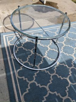 Mcm Chrome Metal And Glass Side Table