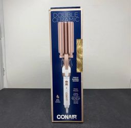 Conair Double Ceramic Triple Barrel Deep Hair Waver White/Rose Gold Iron