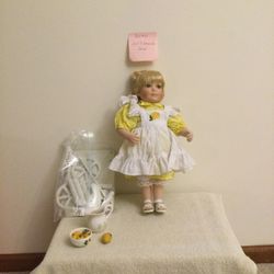 Porcelain Doll With Lemonade Stand