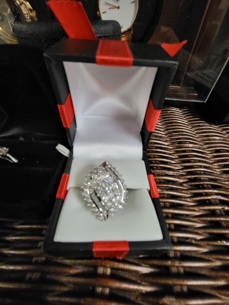 Gorgeous 3 Carat Natural Diamond Cocktail Ring 14K White GOLD