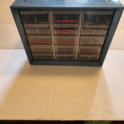 Vintage 15 Drawer Metal Akro Mils Small Parts Storage Organizer Cabinet Bin