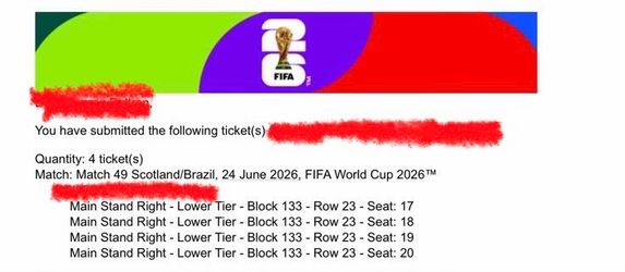 MIAMI!!! Scotland vs Brazil / Escocia vs Brasil FIFA World Cup Tickets
