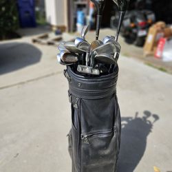 Golf clubs and bag
