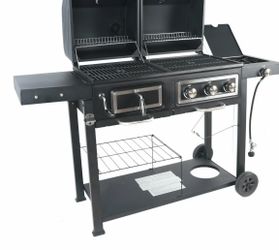 RevoAce Dual Fuel 3 Burner Gas & Charcoal Combo Grill, Black with Stainless,