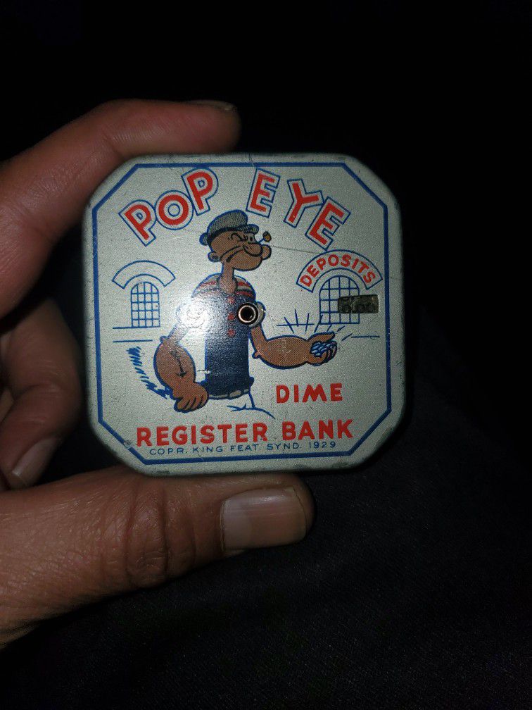 1929 Vintage Popeye Dime Piggy Bank 