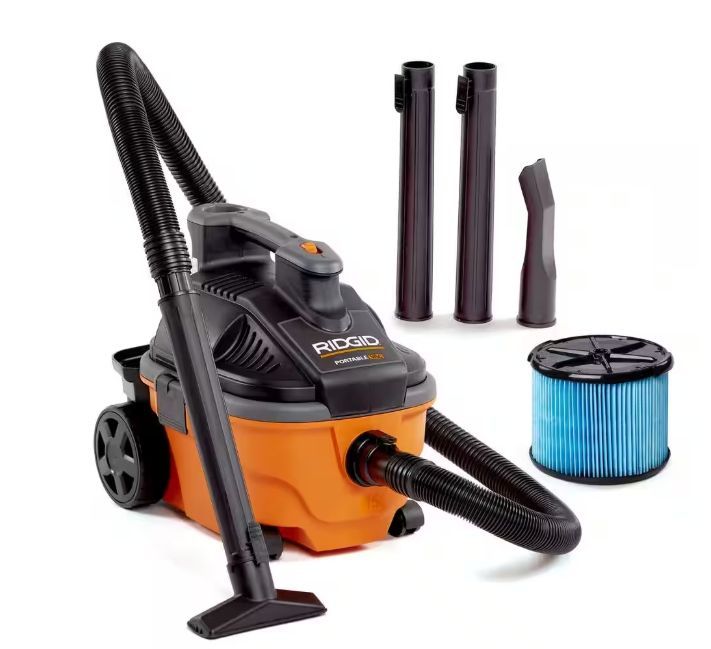 4 Gal. 5.0 Peak HP Portable Shop Vacuum Wet Dry Vac with Fine Dust Filter, Locking Hose and Attachments WD4070 #A30