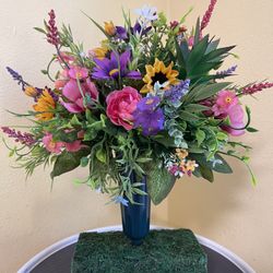 NEW Cemetery Flowers Memorial Succulent Bouquet 