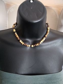 Bohemian wood bead necklace