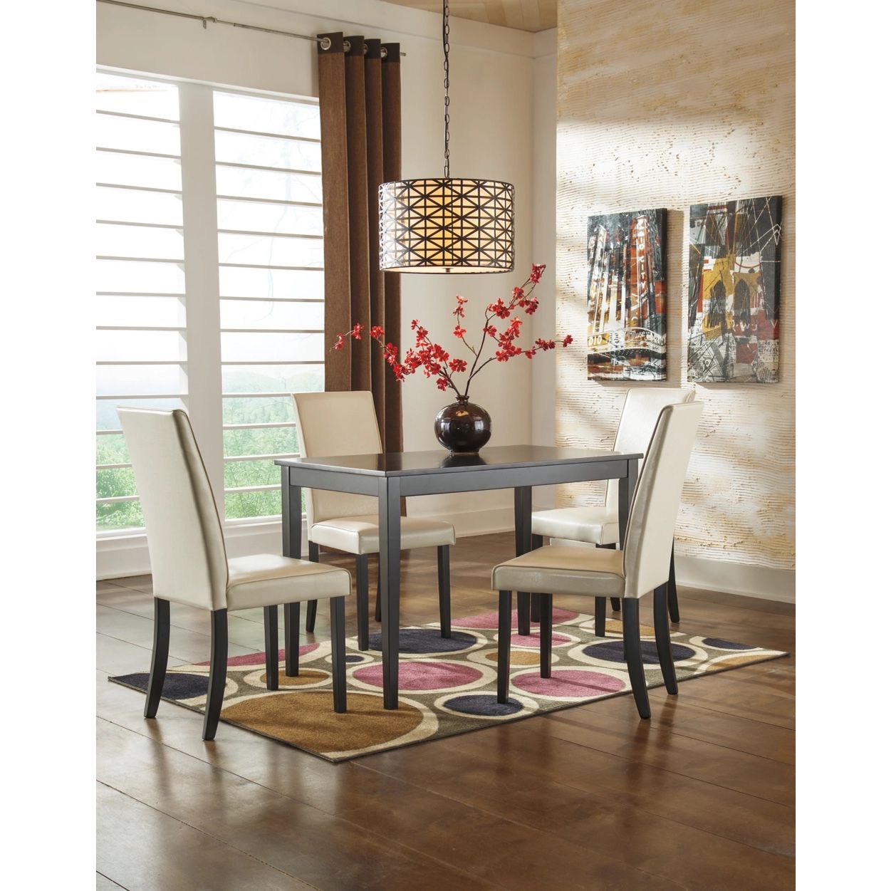 Ashley Furniture New Dining Table Set With White Leather Chairs 