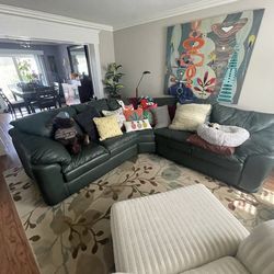 Green Leather Sectional Sofa – Comfortable & Spacious