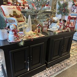 Pair Of Newly Refinished Black End Tables 