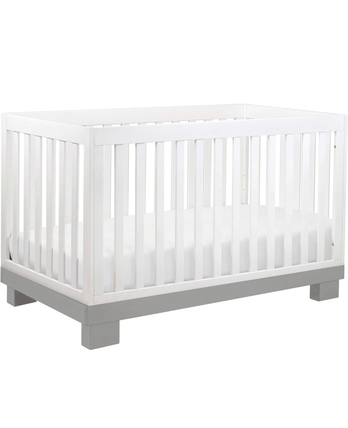 Babyletto Modo 3-in-1 Convertible Crib with Toddler Bed Conversion Kit in Grey and White, Greenguard