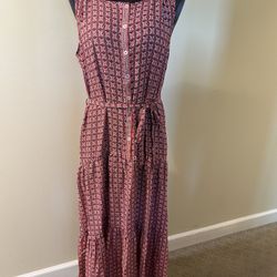 Max Studio Red and White Button-Front Maxi Dress size M  Chic sleeveless maxi dress with button-front detail. Features a stylish red and white pattern