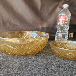 Vintage Anchor Hocking MEDALLION HONEY GOLD Amber Bowl In Egg Pattern