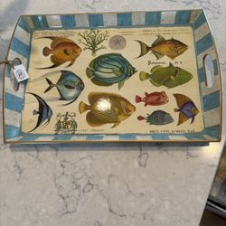**NEW**  SUMMER TRAY by MICHEL DESIGN WORKS “TROPICAL FISH”’WOODEN TRAY
