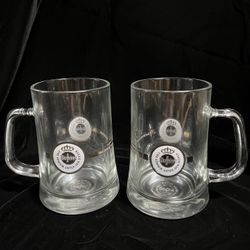 Pair Warsteiner German Beer Stein Mugs Glasses .5L Family Tradition Since 1753