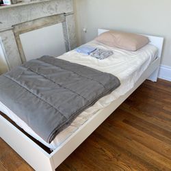 IKEA Twin bed + Base- White- Great Condition 