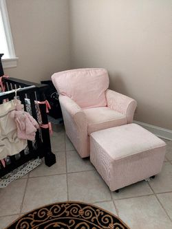 Pottery Barn Pink Rocking Chair For Nursey With Ottoman