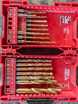 Milwaukee SHOCKWAVE Impact Duty RED HELIX Titanium Drill Bit Set.