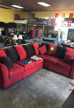 Red and black Couch sectional