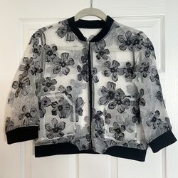 Sheer Black And White Floral Jacket