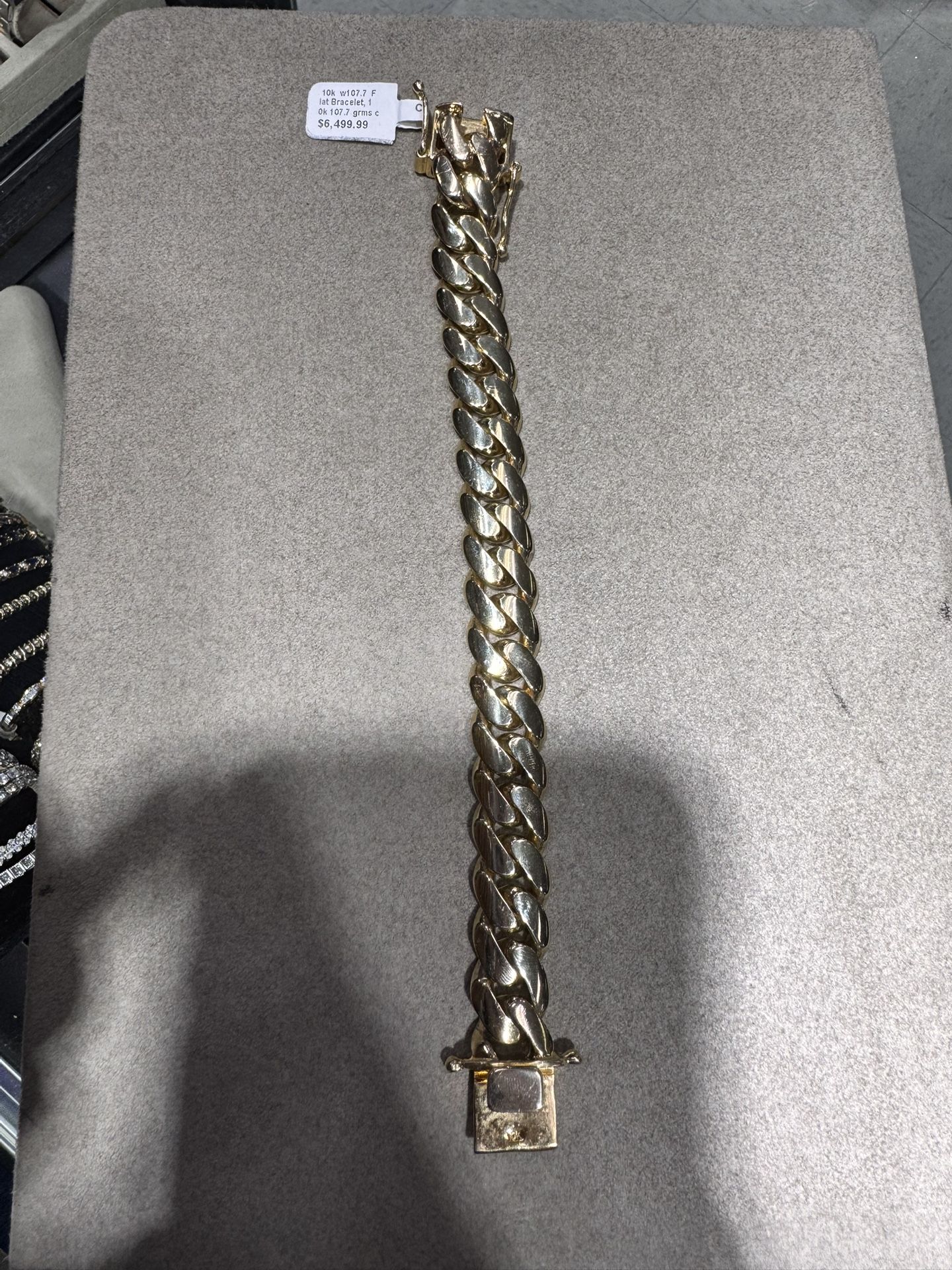 10k Yg Solid Cuban Bracelet 14.5mm