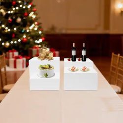 White Cube Display Risers Set of 4