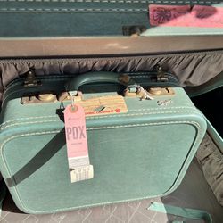 1950s SKYWAY LUGGAGE SET 2pc Suitcase & Overnight Case 