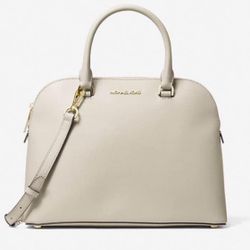Michael Kors Cindy Large Leather Dome Satchel in Light Cream Leather, new with tags