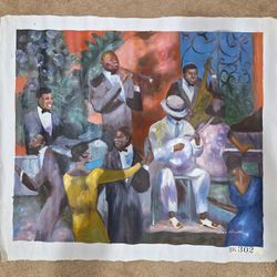 HANDMADE AFRICAN-AMERICAN JAZZ PAINTING,  GREAT CONDITION 