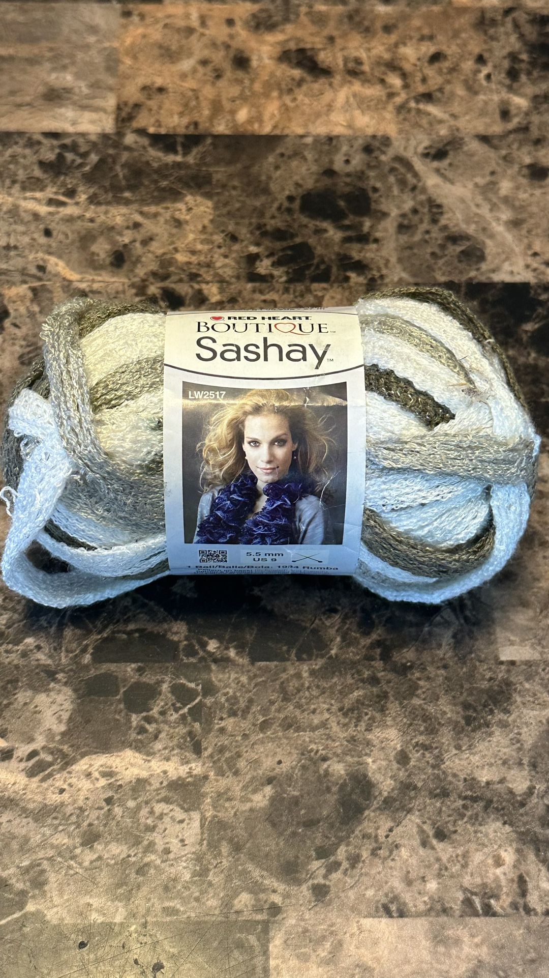 Red Heart Yarn Boutique Sashay 1 Skein In Shuffle~Ivory & Clay~Pattern Included!