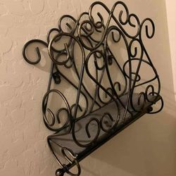 ORNATE VICTORIAN GOTHIC WROUGHT CAST IRON METAL BATHROOM TOILET PAPER TOWEL HOLDER STORAGE RACK DECOR