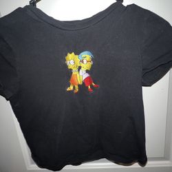 Simpsons Lisa And Millhouse Crop Top Size M