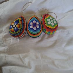 3 Decrotive Eggs.  Handmade Beaded.