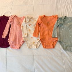 5 Long Sleeve Bodysuits  12 M