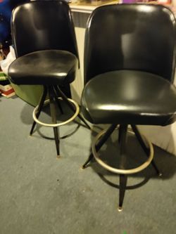 Pair of Black Vinyl Swivel Bar Stools (3)