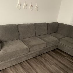 Bonaterra Charcoal Grey Fabric 127" 2 Piece L-Shaped Sectional with Right Arm Facing Corner Chaise