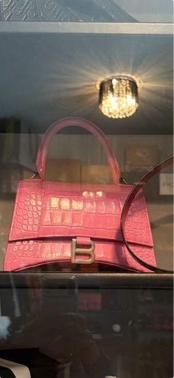 Balenciaga small hourglass pink alligator
