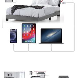 Upholstered USB Platform Bed