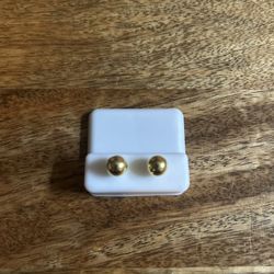 6mm Push Back Ball Earrings Gold Over 925 Silver 
