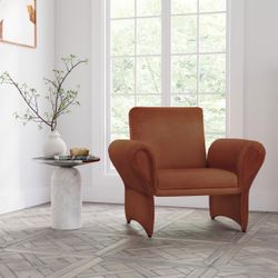 UPHOLSTERED ROLL ARM ACCENT ARMCHAIR RUST ORANGE (CO) $299  