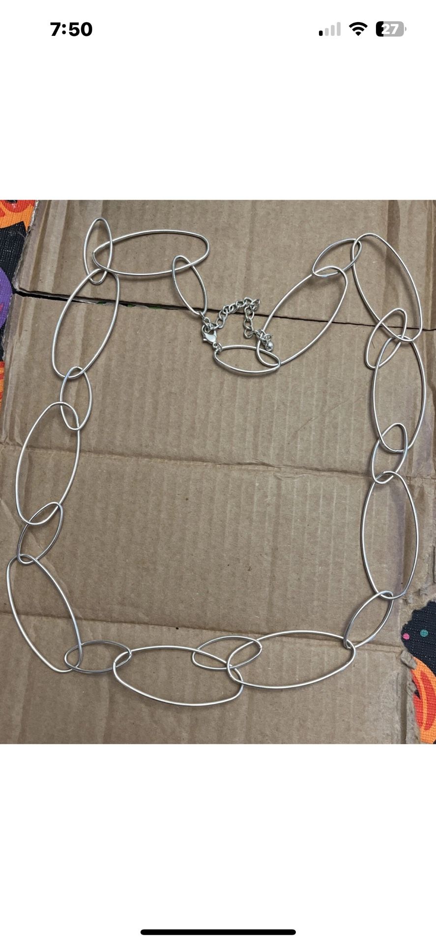 Silver toned long bubble necklace