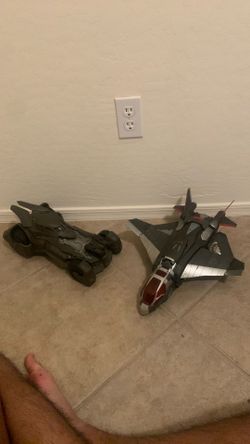 Batman Vs. Superman Batmobile and Avengers 2012 quinjet toys vehicles both for $10