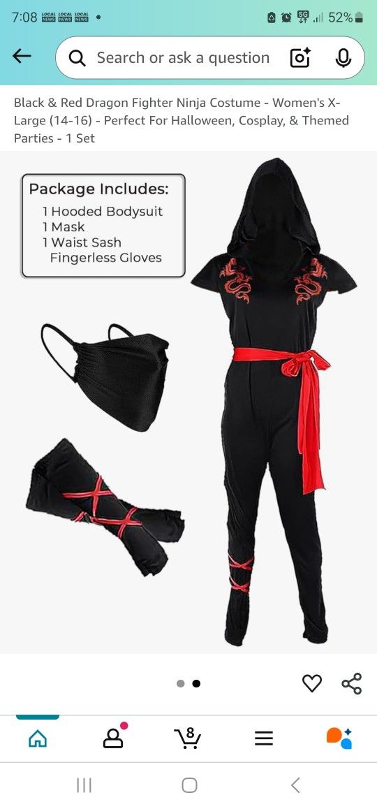 LARGE Amscan Black Jumpsuit with Red Details