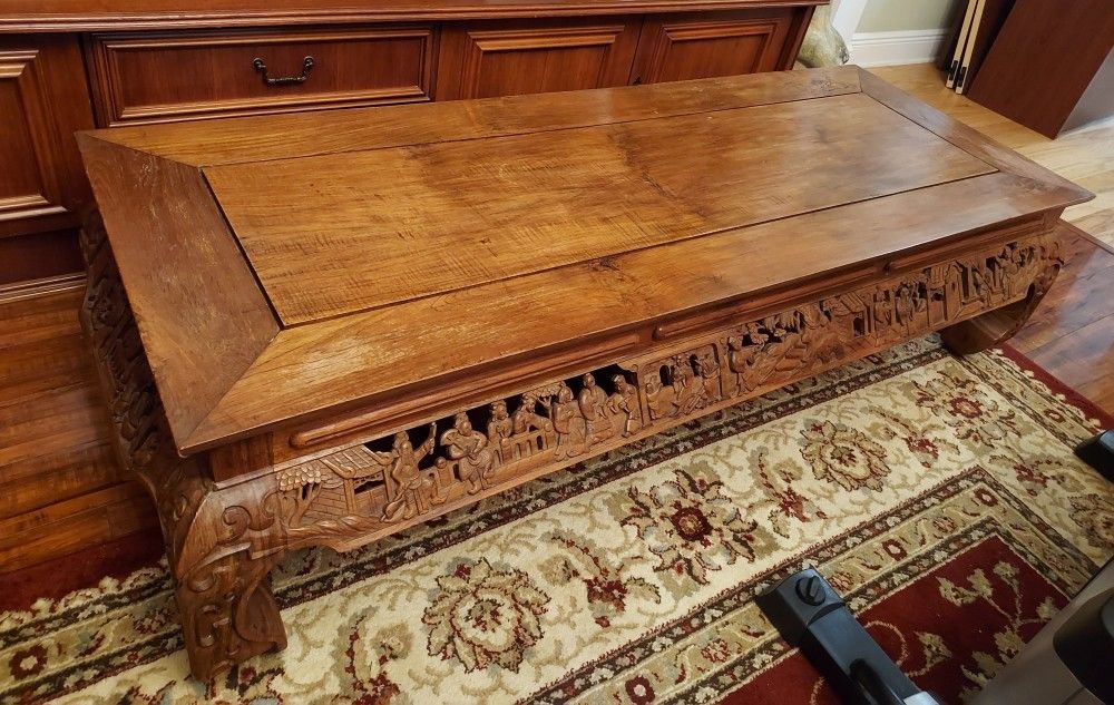 Intricately Carved Wooden Coffee Table
