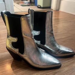 brand new rare silver leather allsaints boots womens size 9