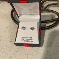 Lab Created White Sapphire Sterling Silver Earrings