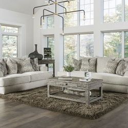 Brand New Super Plush Off White Sofa & Loveseat (Pillows Included)