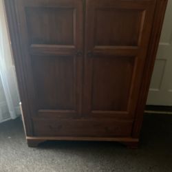 Solid Hardwood Armoire W/ Tv Stand And Draw